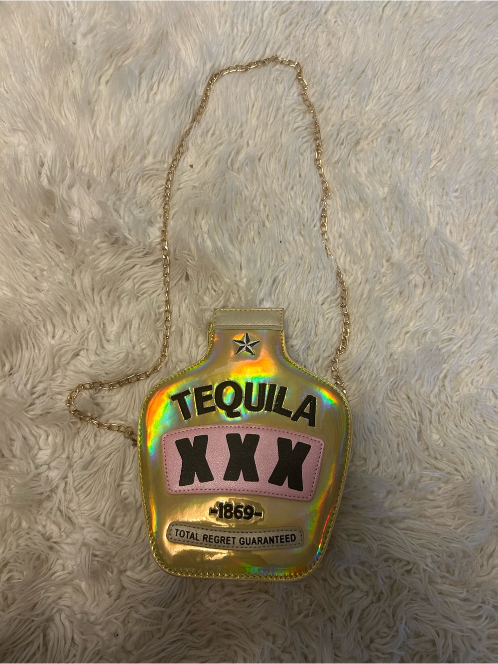 Tequila XXX Holographic Bottle Crossbody Bag